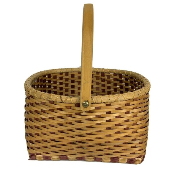 Wicker Vegetable Gathering Basket With Handle Red Brown Storage Organizer - Picture 1 of 7